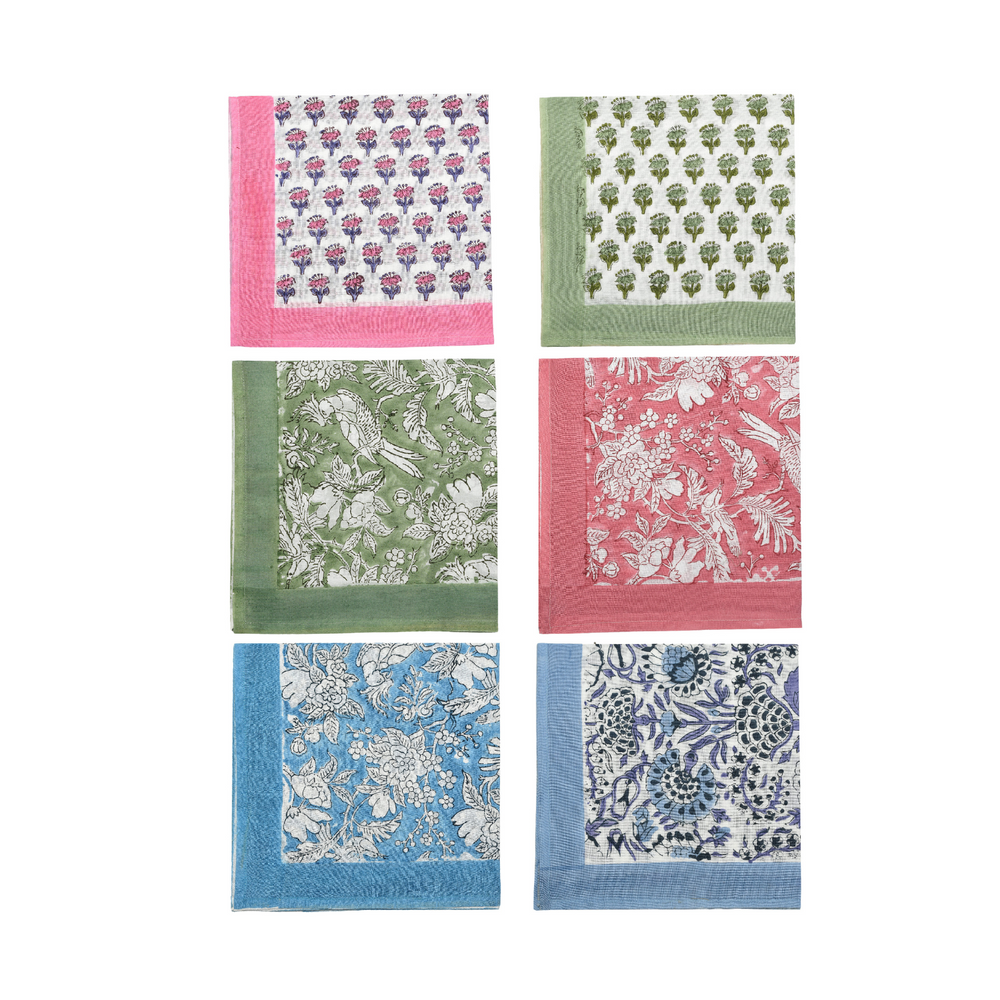 Cotton Cloth Napkins - Plain Border Mix