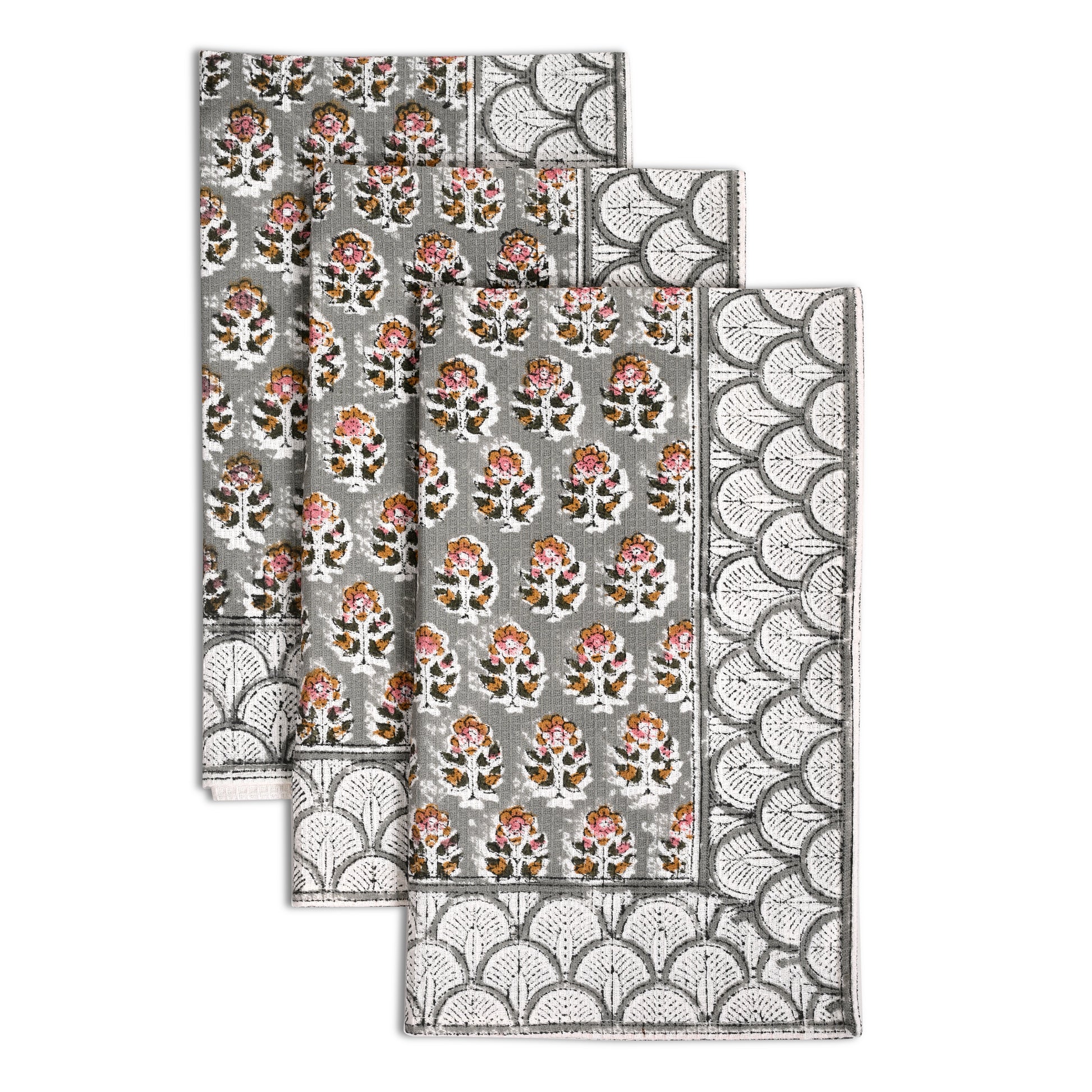 Hand Block Printed Waffle Kitchen Towels – Labra Gray