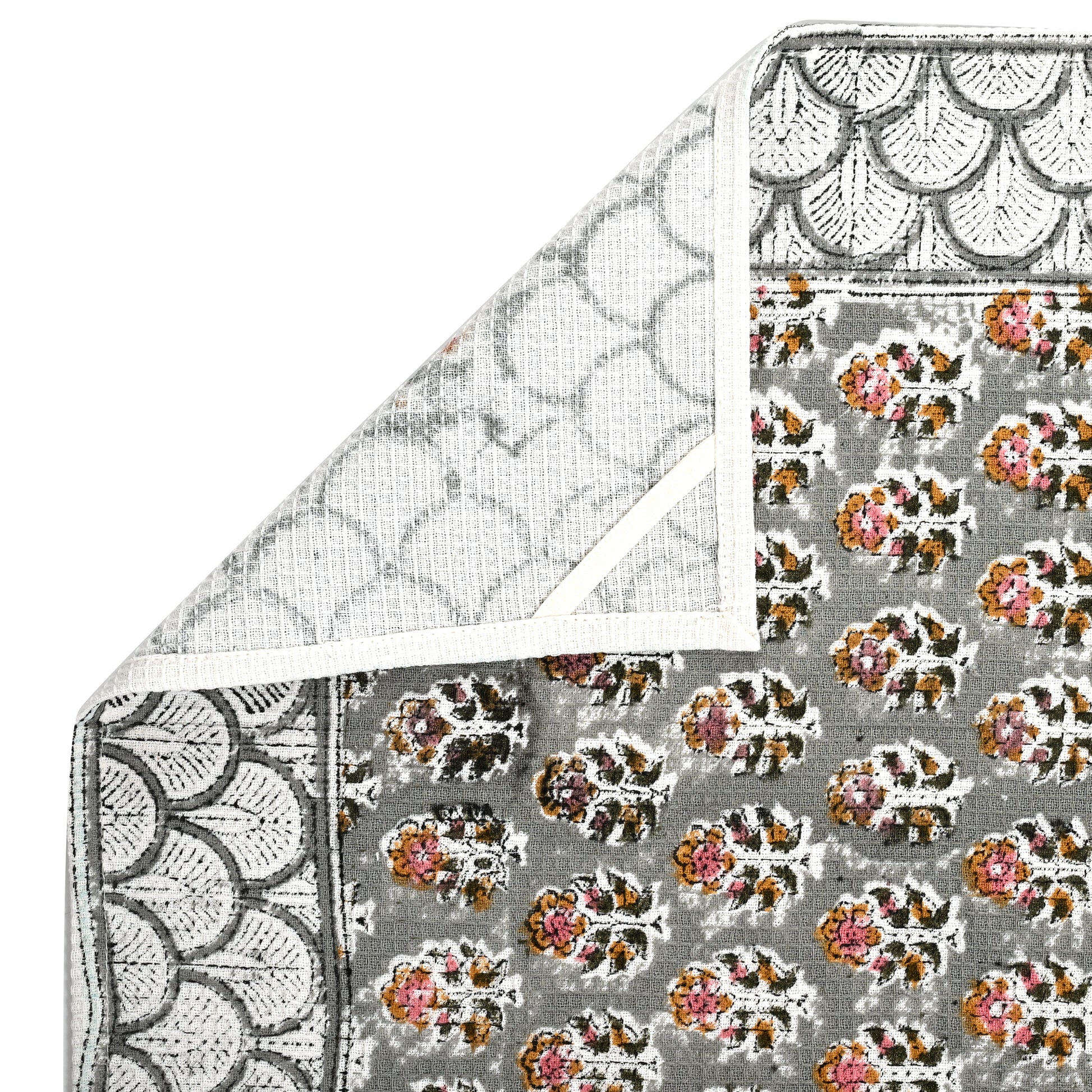 Hand Block Printed Waffle Kitchen Towels – Labra Gray