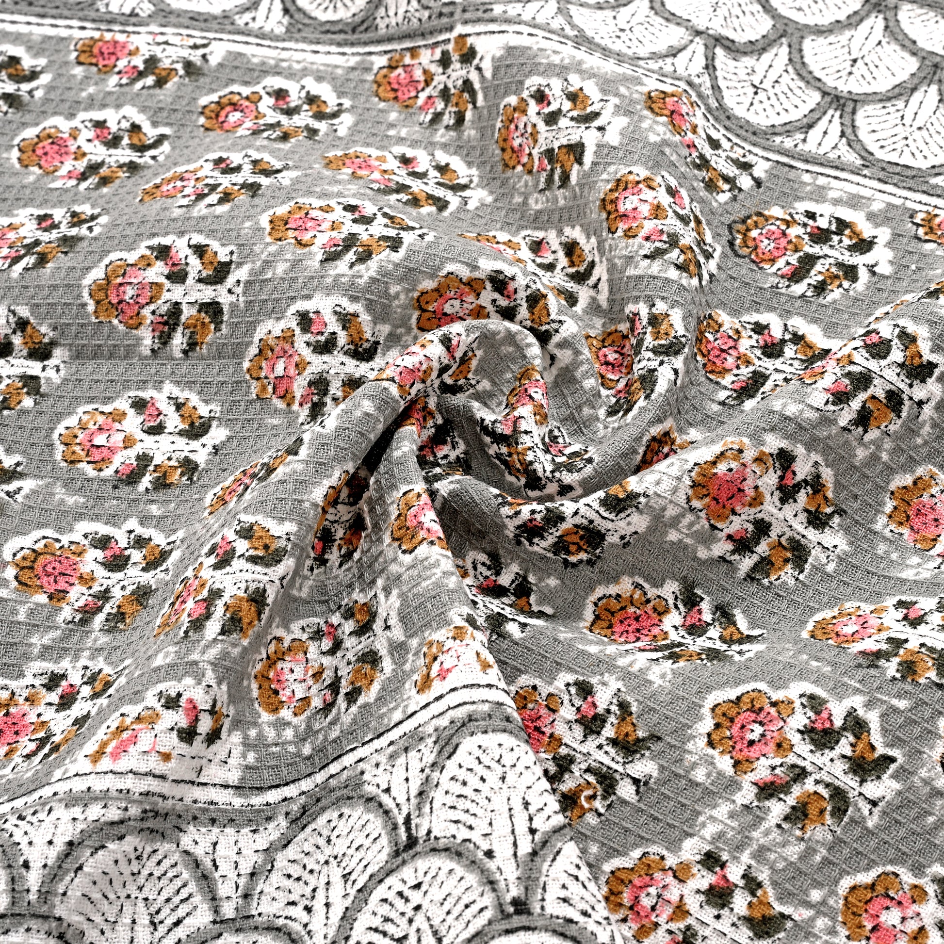 Hand Block Printed Waffle Kitchen Towels – Labra Gray