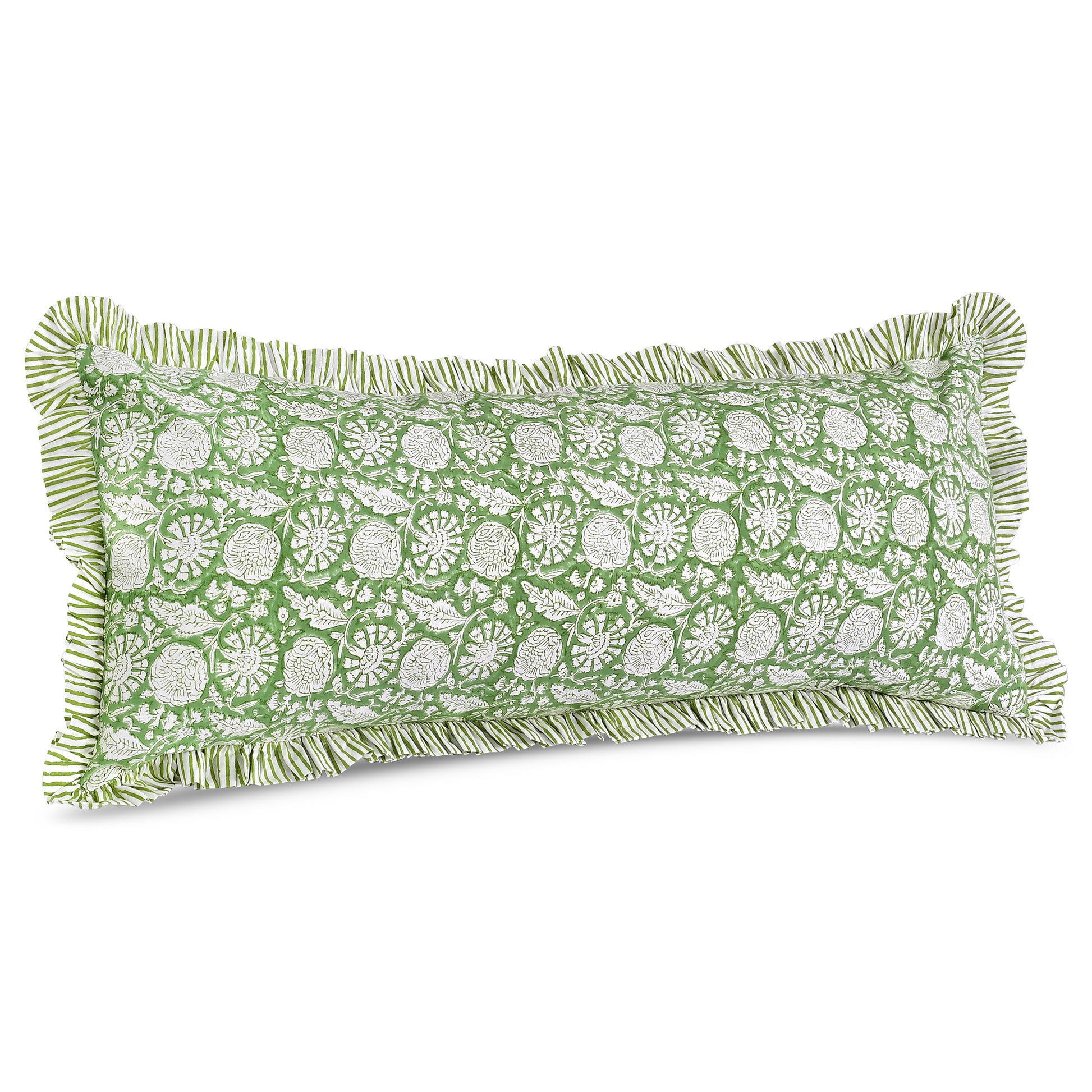 Cotton Ruffle Sham Cover - Olive Bloom