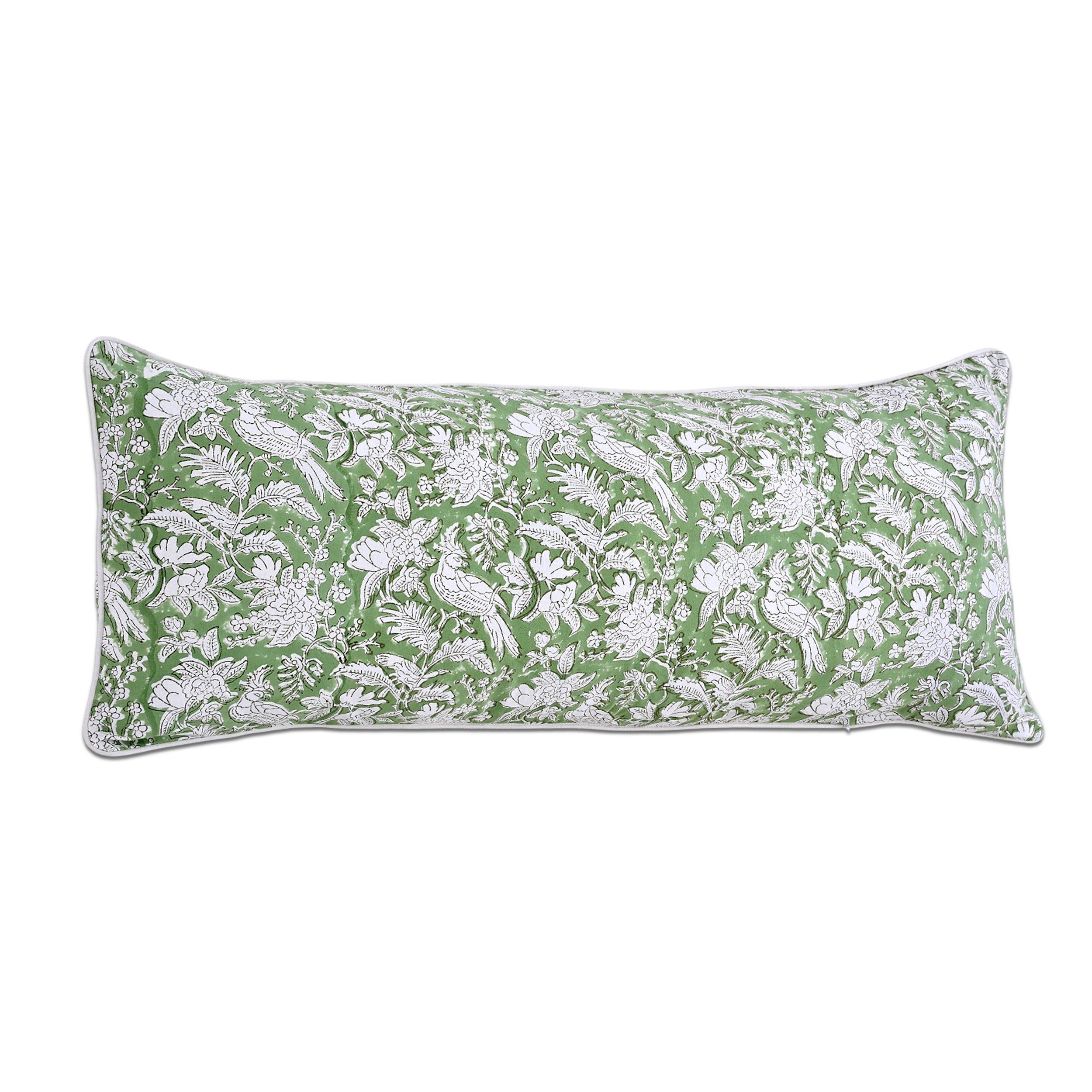 Cotton Piping Sham Cover - Olive Green
