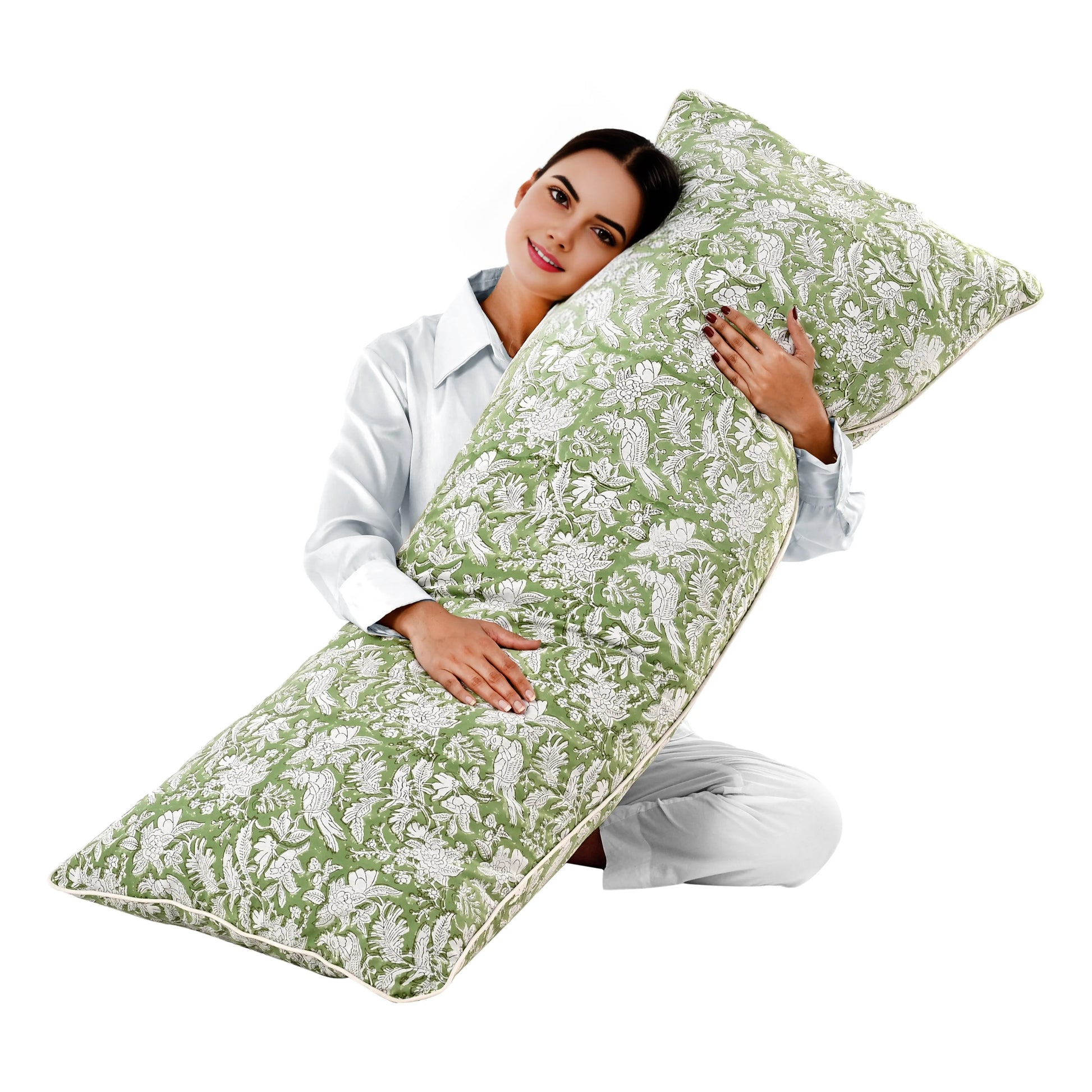 Cotton Piping Sham Cover - Olive Green