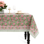 Pink Tourmaline Cotton Tablecloth on Farmhouse Table