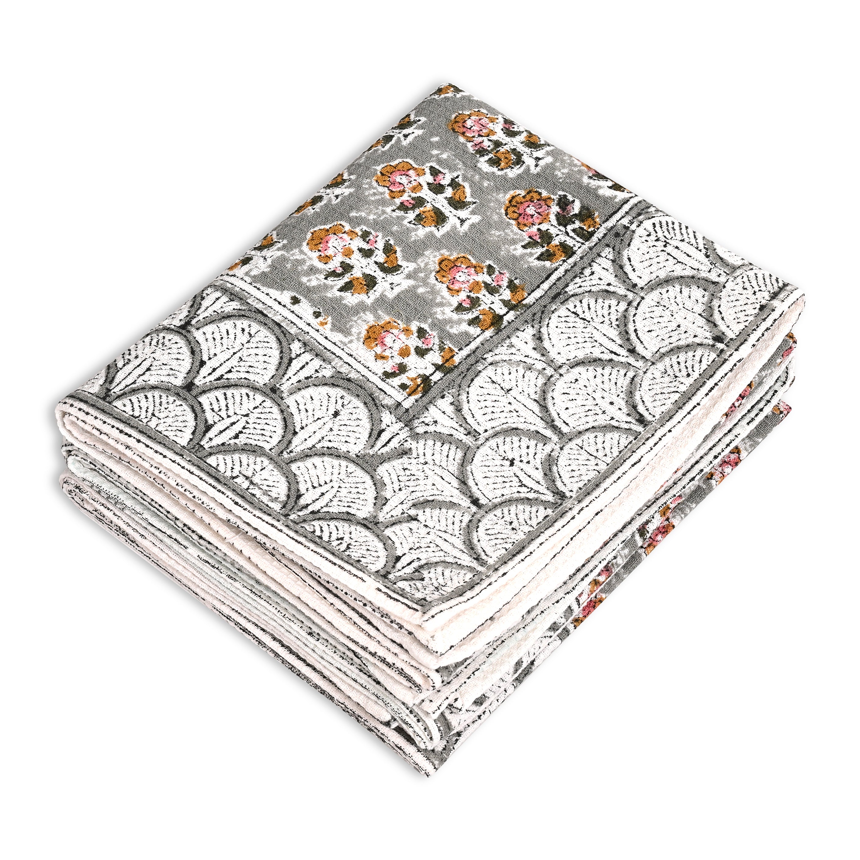 Hand Block Printed Waffle Kitchen Towels – Labra Gray