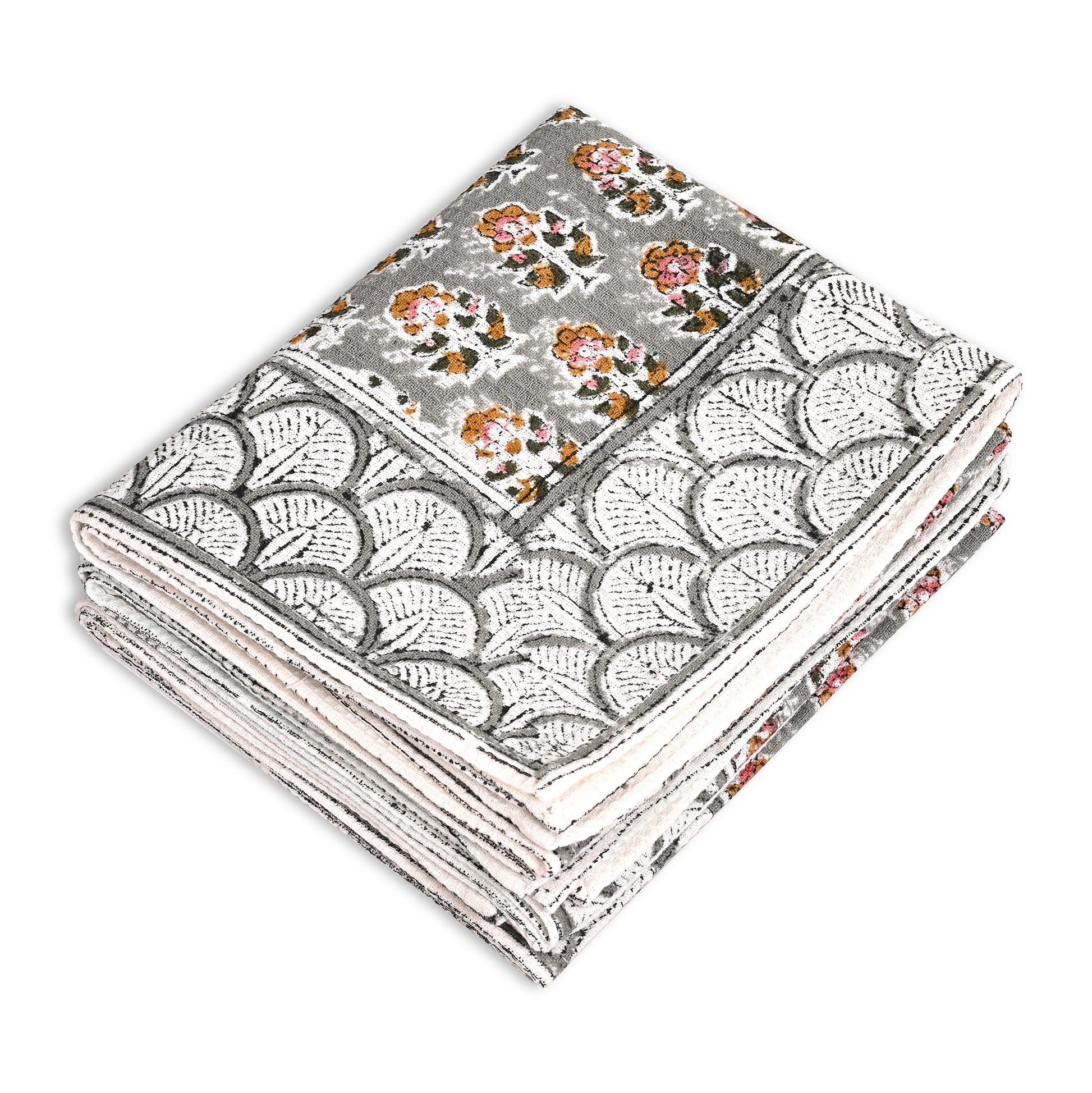 Hand Block Printed Waffle Kitchen Towels – Labra Gray