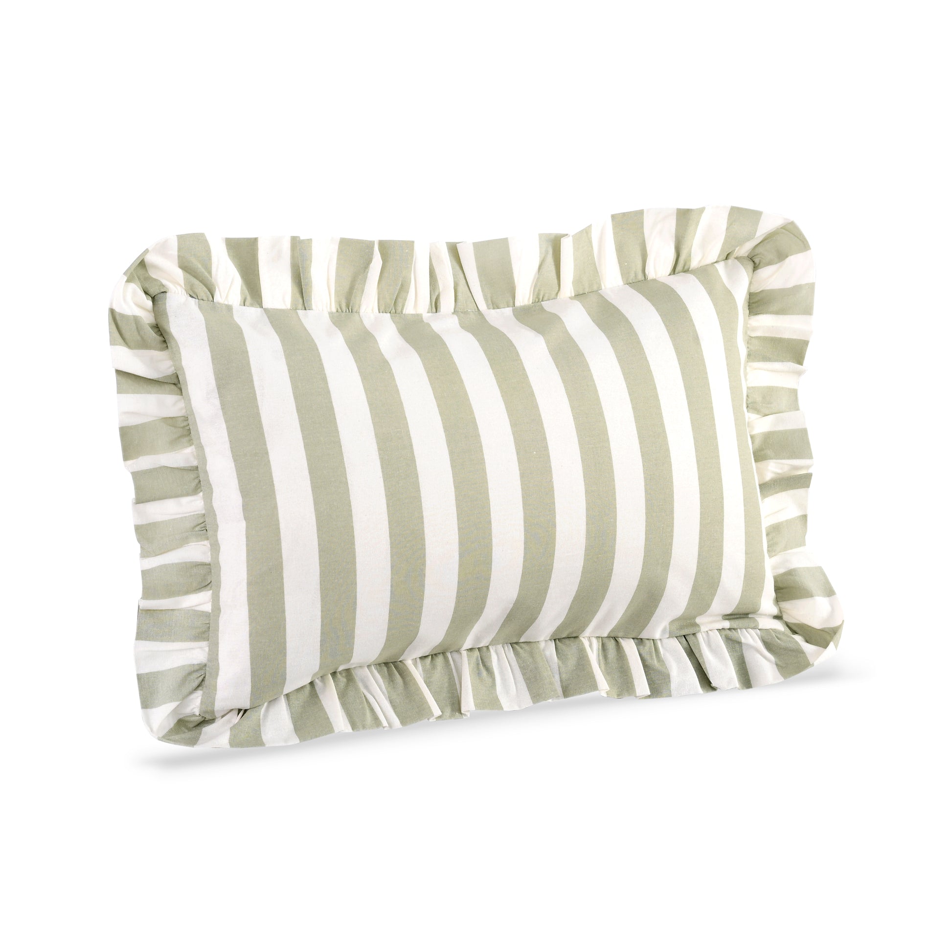Grey Striped Cotton Ruffle Sham Cover