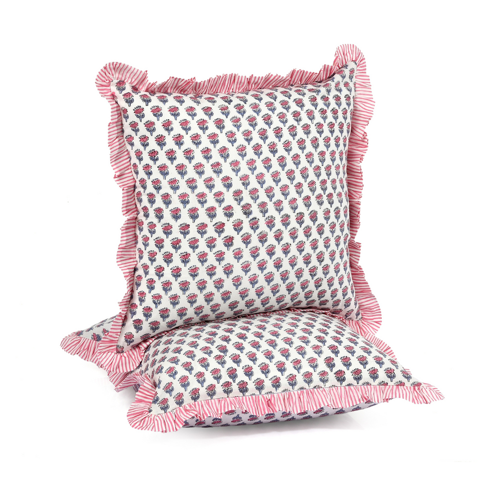 Ruffle Throw Pillow Covers -  Pink Sapphire