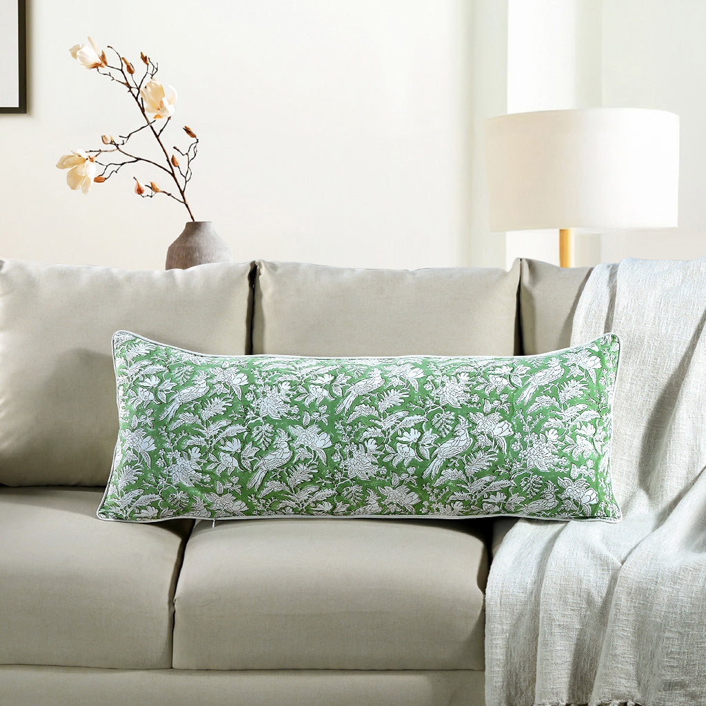 Cotton Piping Sham Cover - Olive Green