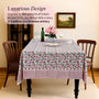 Red Garnet 100% Cotton Tablecloth on Farmhouse Table
