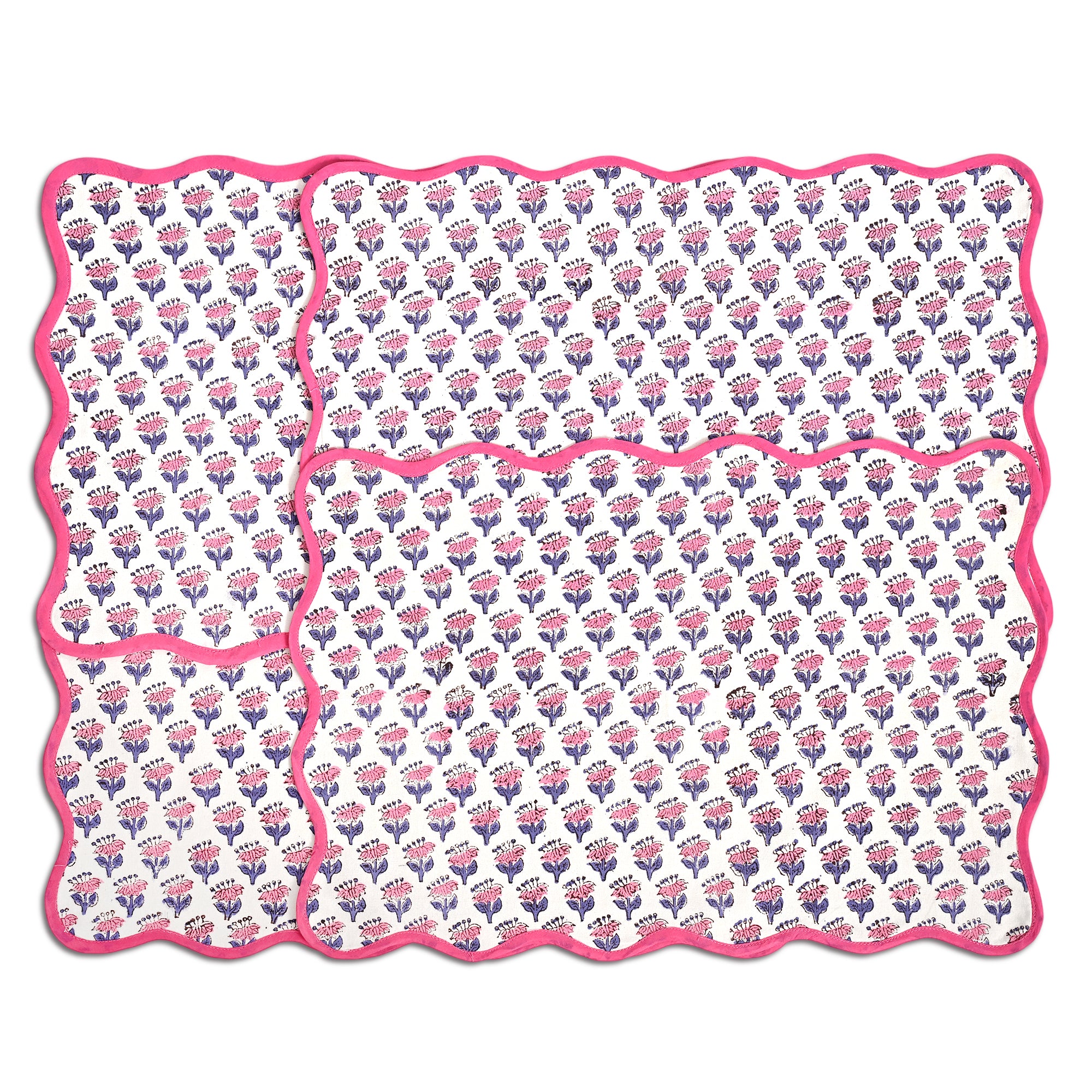 Rectangle 100% Cotton Reversible Placemat Set – Pink Sapphire
