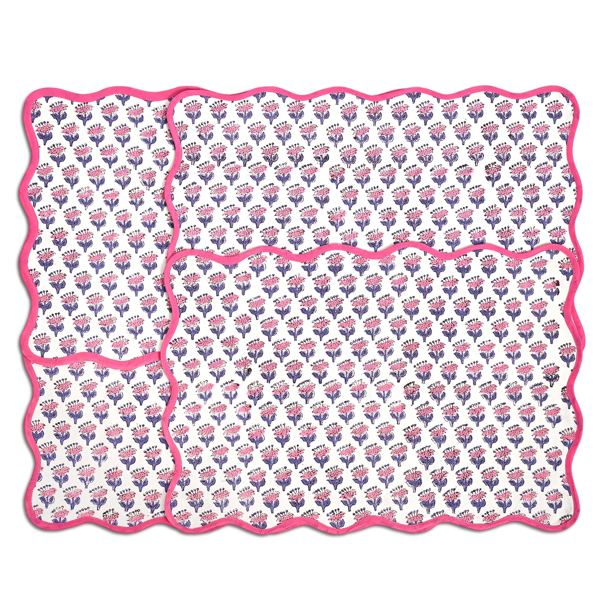 Rectangle 100% Cotton Reversible Placemat Set – Pink Sapphire