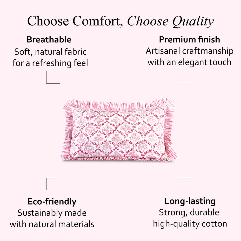 Cotton Ruffle Sham Cover - Blush Rose