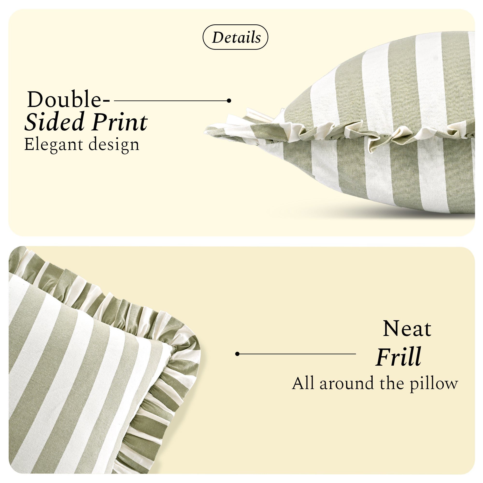 Grey Striped Cotton Ruffle Sham Cover