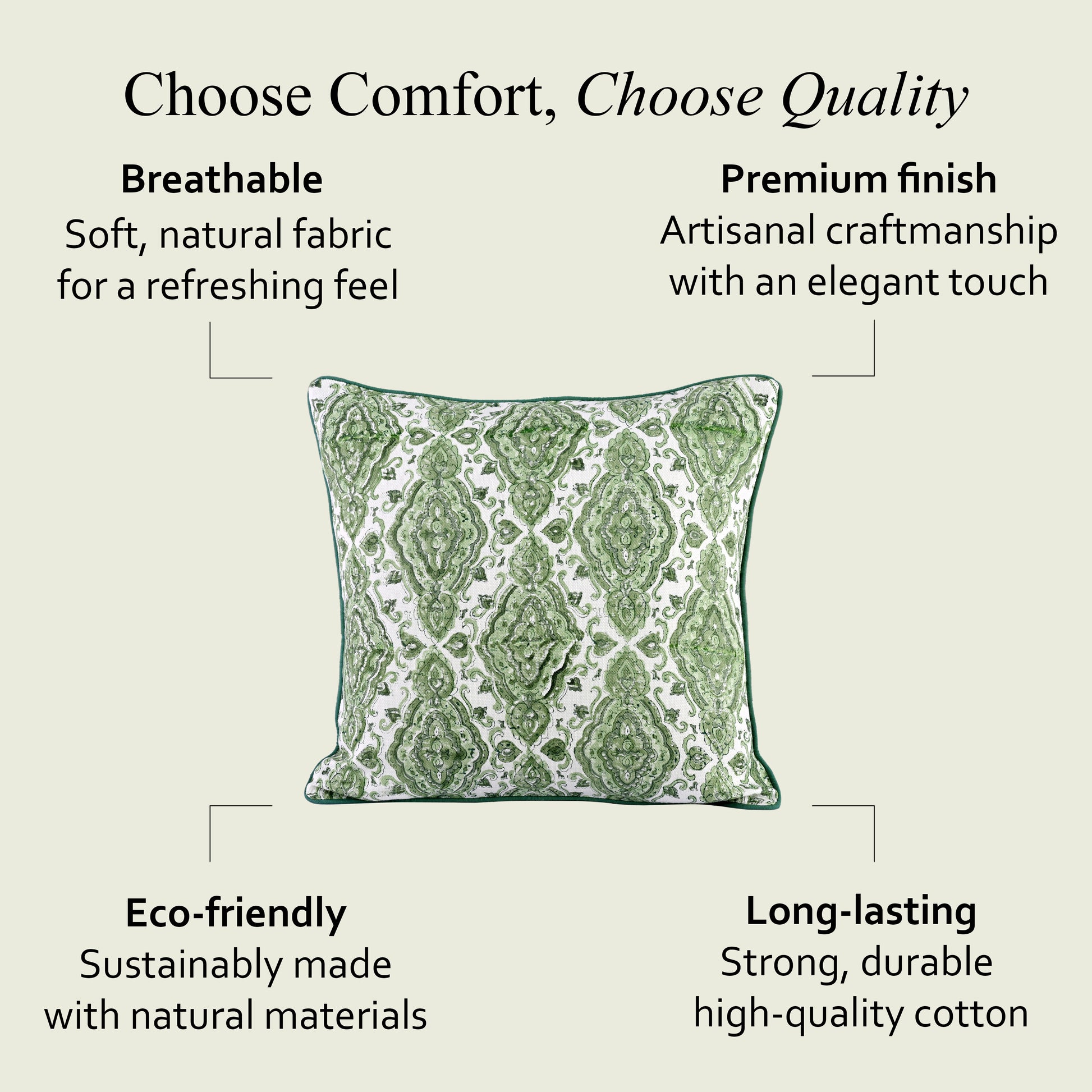 Boho Cotton Pillow Covers - Laurel Green (Set of 2)
