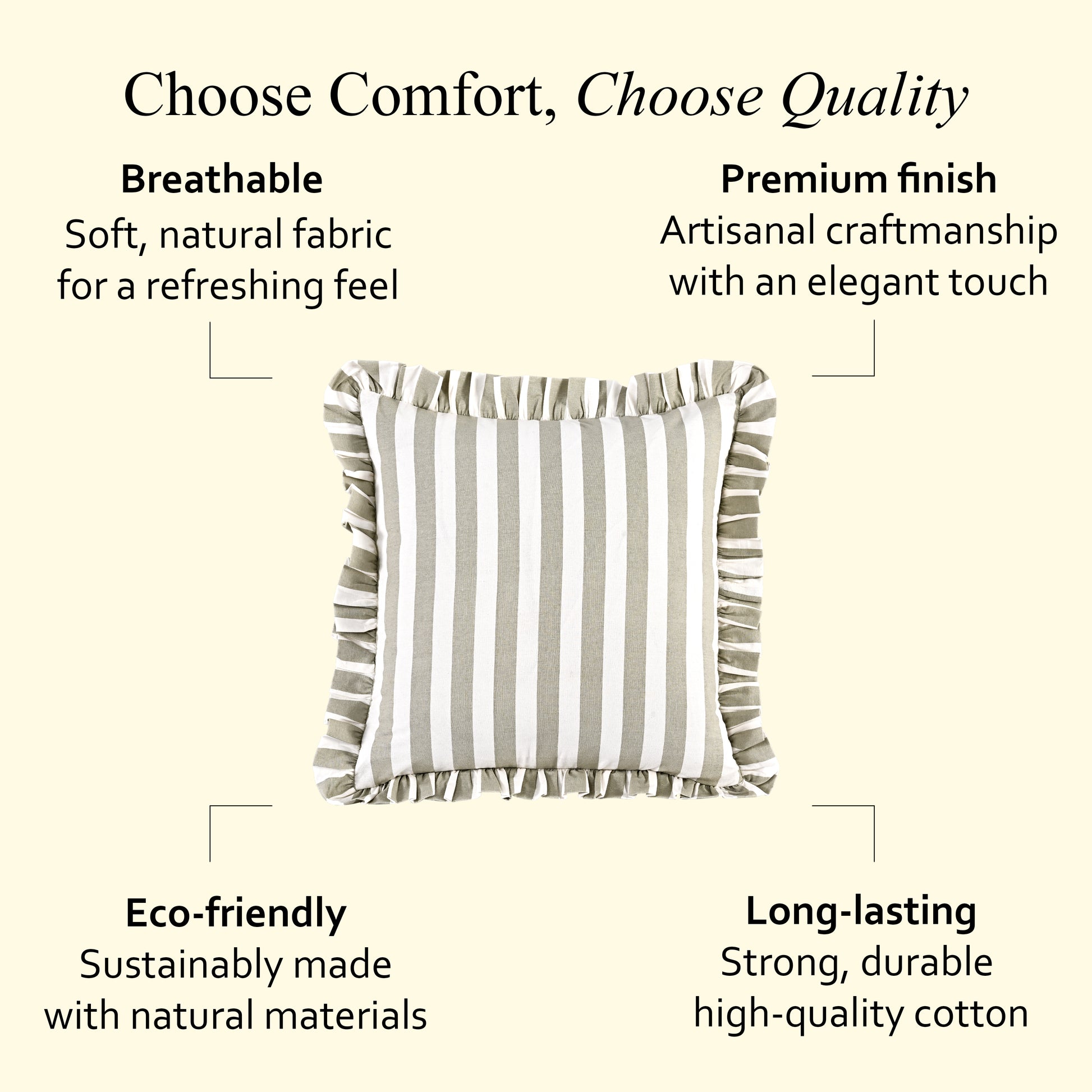 Grey Striped Ruffle Throw Pillow Covers