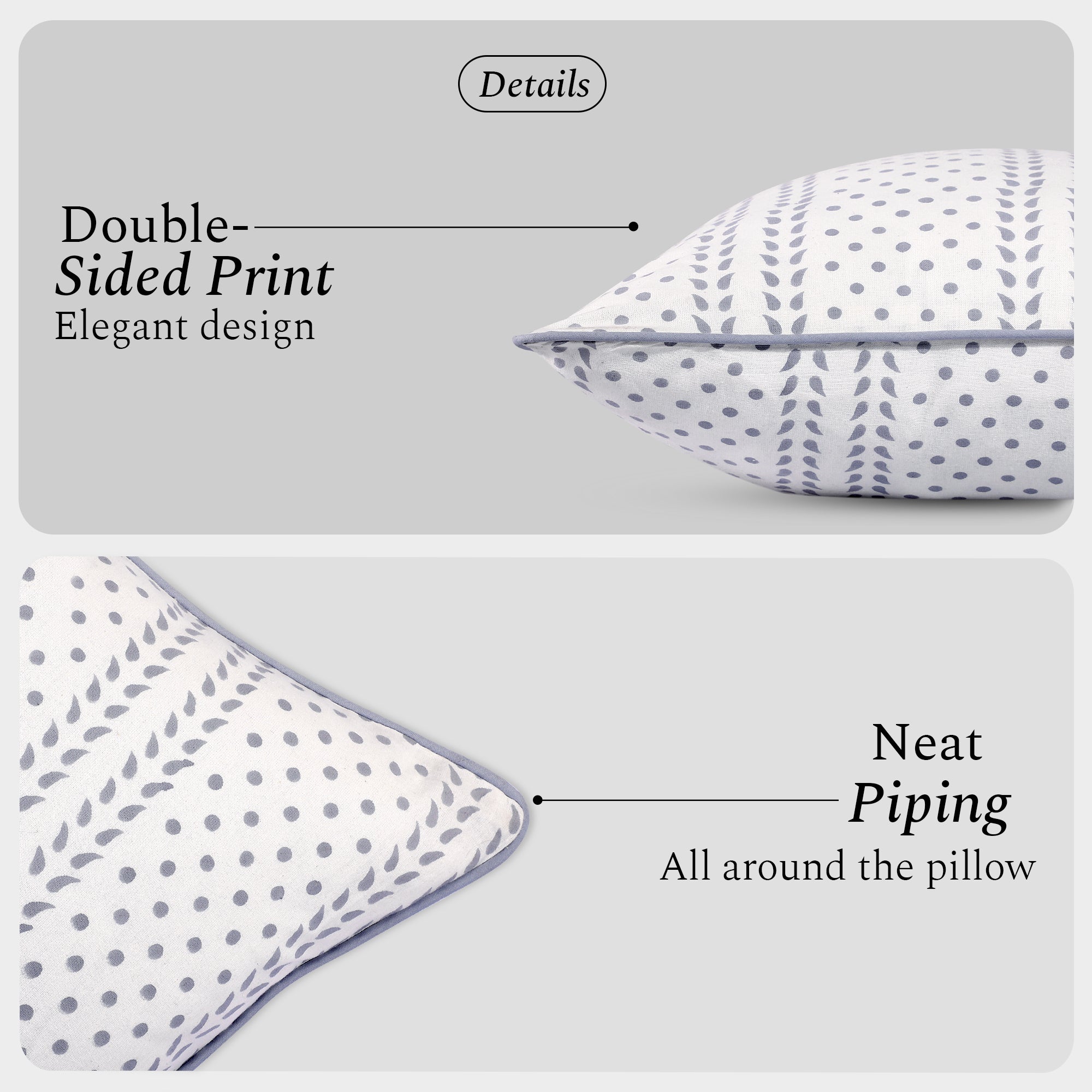 Piping Throw Pillow Covers - Misty Grey Trelis (Set of 2)