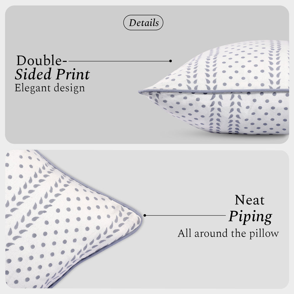 Piping Throw Pillow Covers - Misty Grey Trelis (Set of 2)