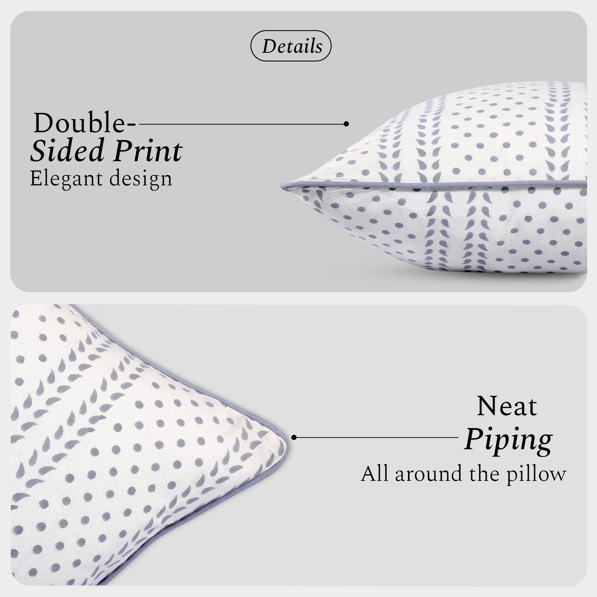 Piping Throw Pillow Covers - Misty Grey Trelis (Set of 2)