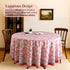 red and white floral round 100% cotton tablecloth