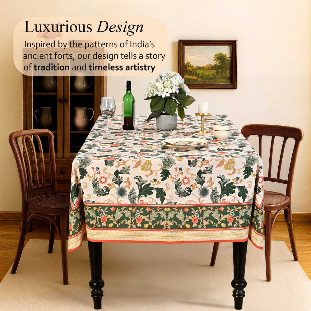 Cotton Printed Tablecloth - Camellia Green