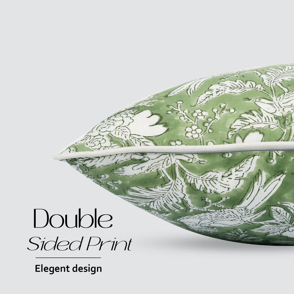 Cotton Piping Sham Cover - Olive Green