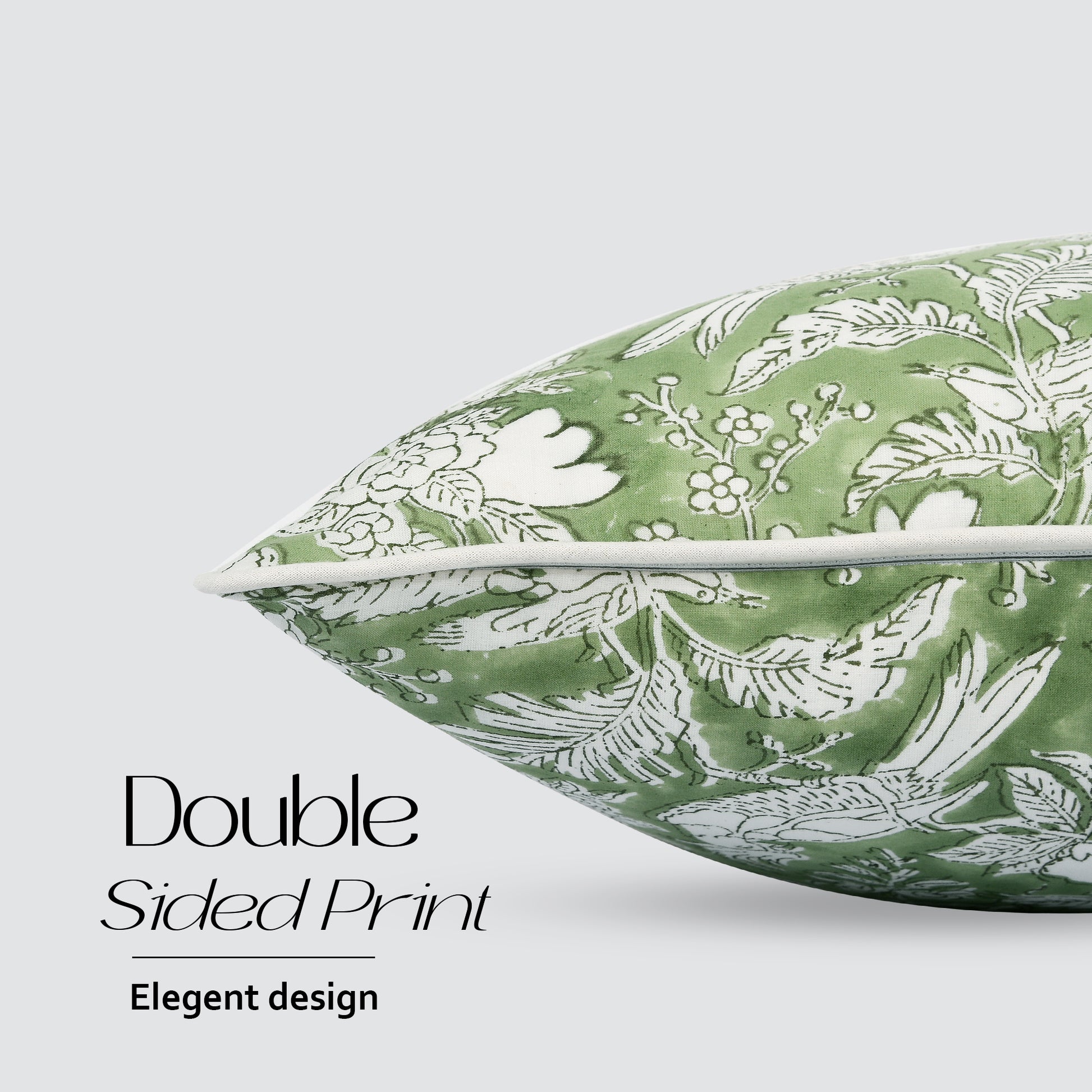 Cotton Piping Sham Cover - Olive Green