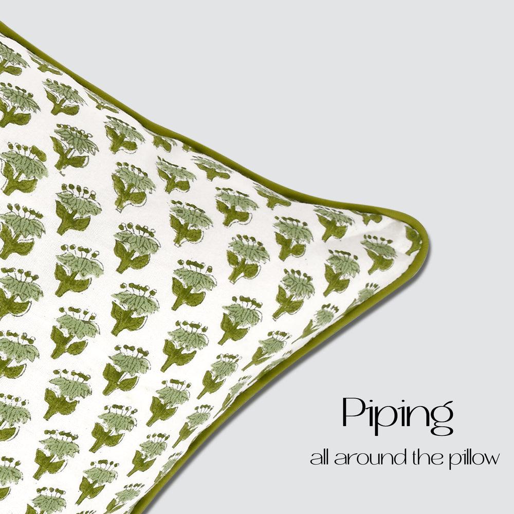 Piping Throw Pillow Covers - Emerald Green