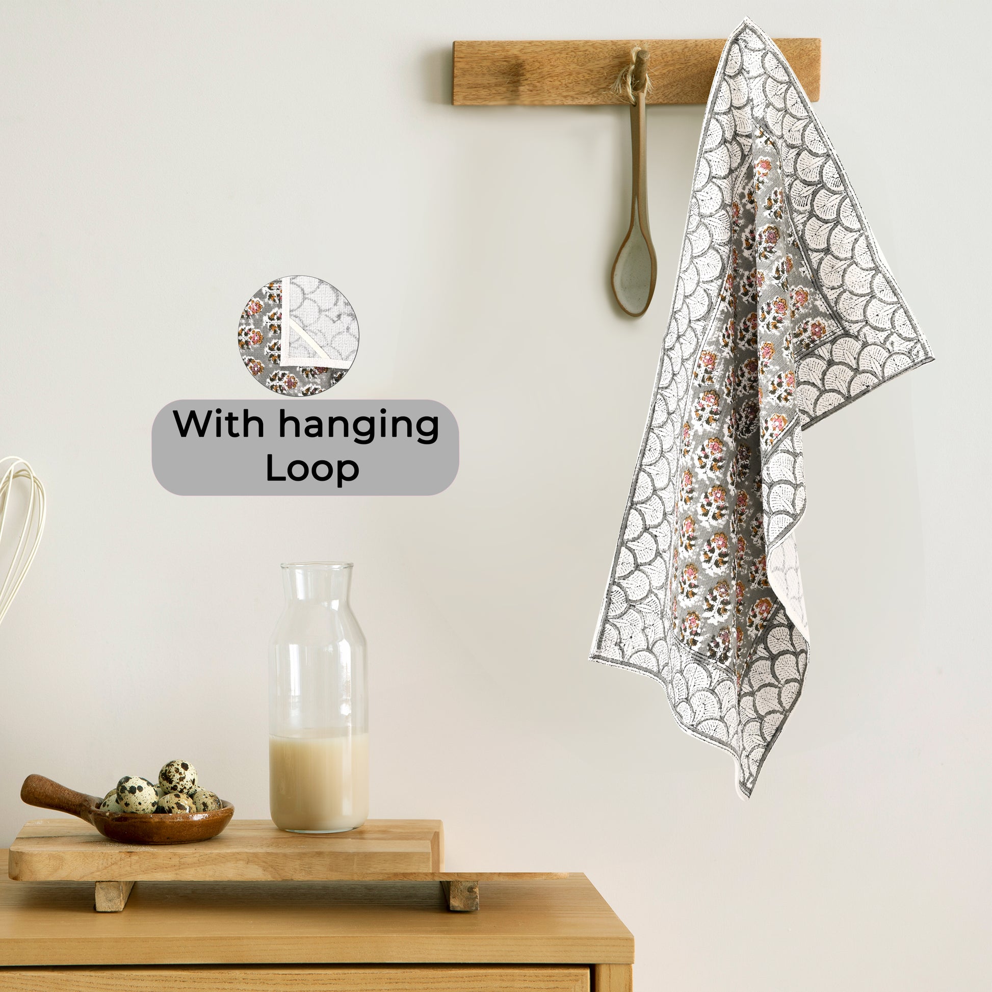 Hand Block Printed Waffle Kitchen Towels – Labra Gray
