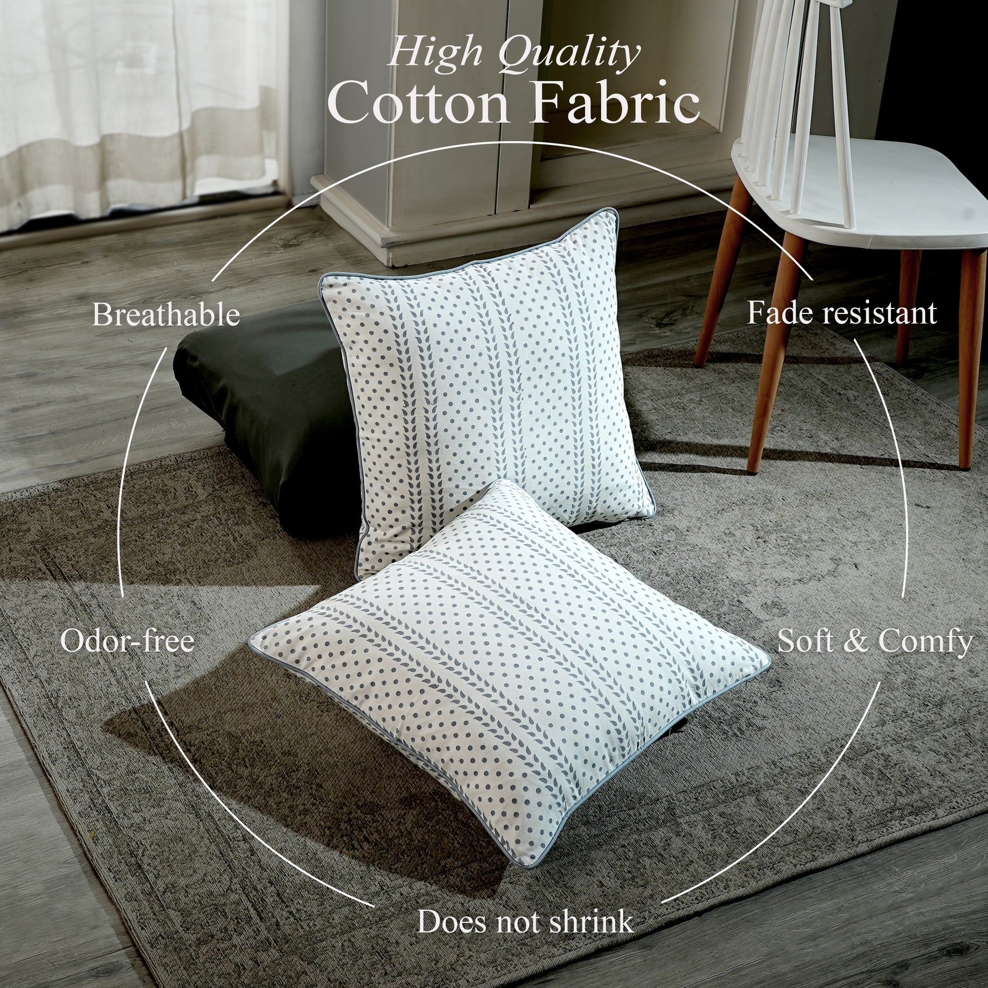 Piping Throw Pillow Covers - Misty Grey Trelis (Set of 2)