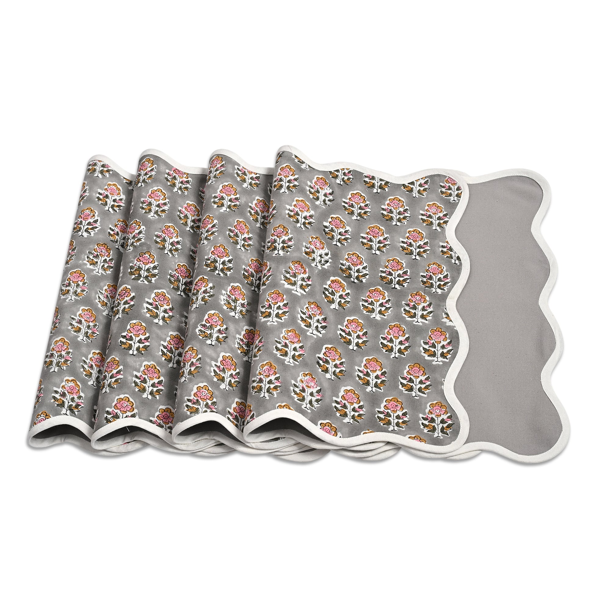 Rectangle 100% Cotton Reversible Placemat Set – Labra Grey