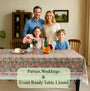 Pink Tourmaline Cotton Tablecloth on Farmhouse Table