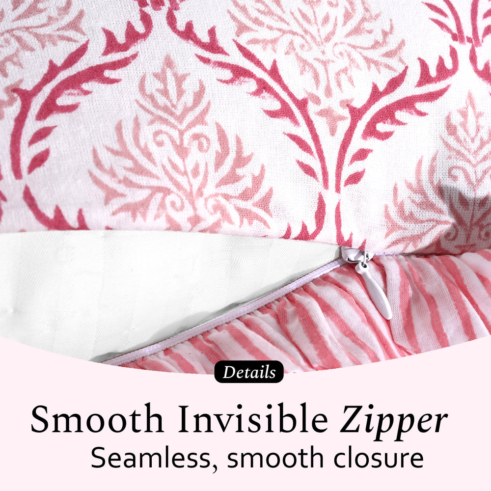 Cotton Ruffle Sham Cover - Blush Rose