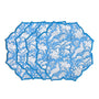 Decorative cotton placemat in sapphire blue with scalloped edges