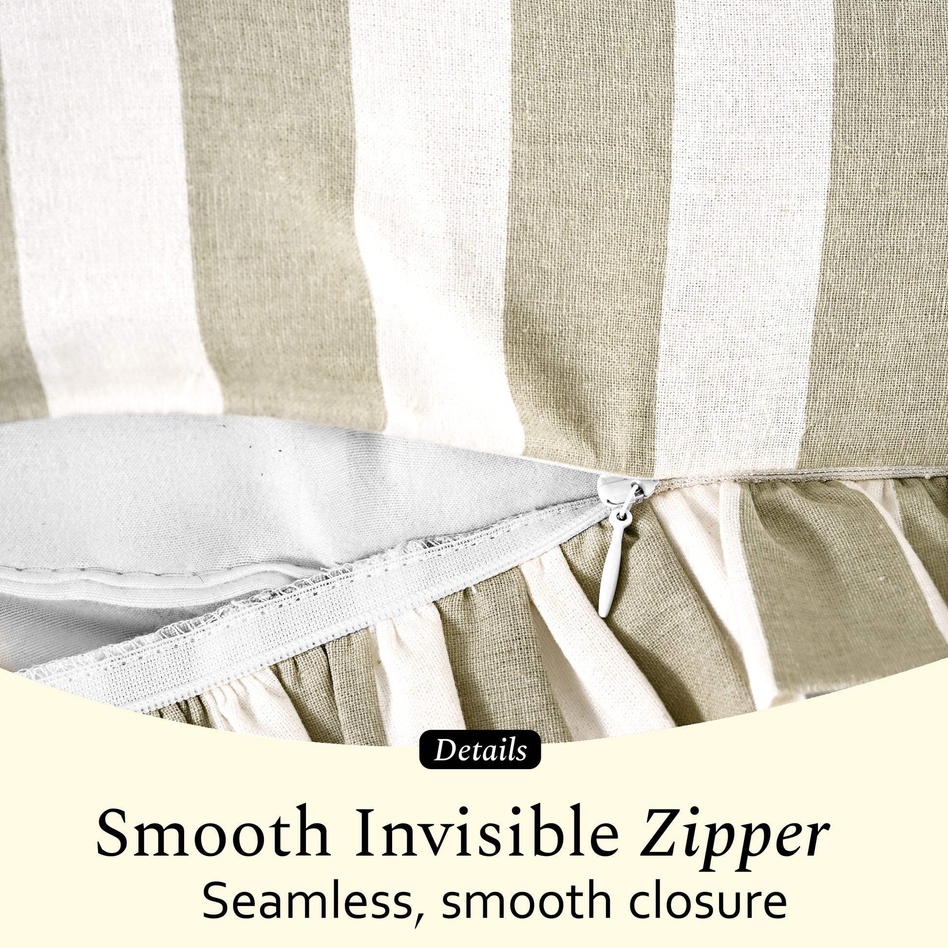 Grey Striped Cotton Ruffle Sham Cover