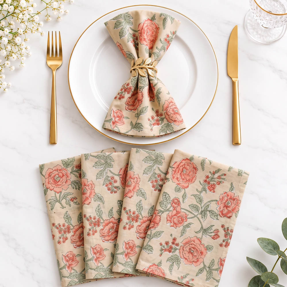 Cotton Cloth Napkins - Fire Opal