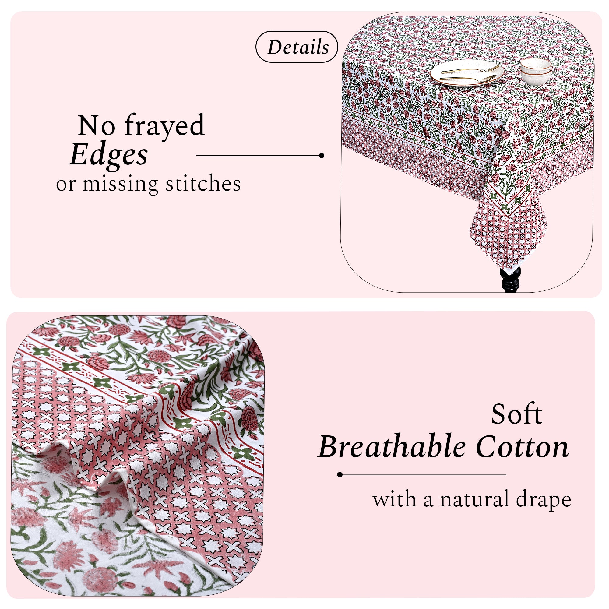 Red Garnet 100% Cotton Tablecloth on Farmhouse Table