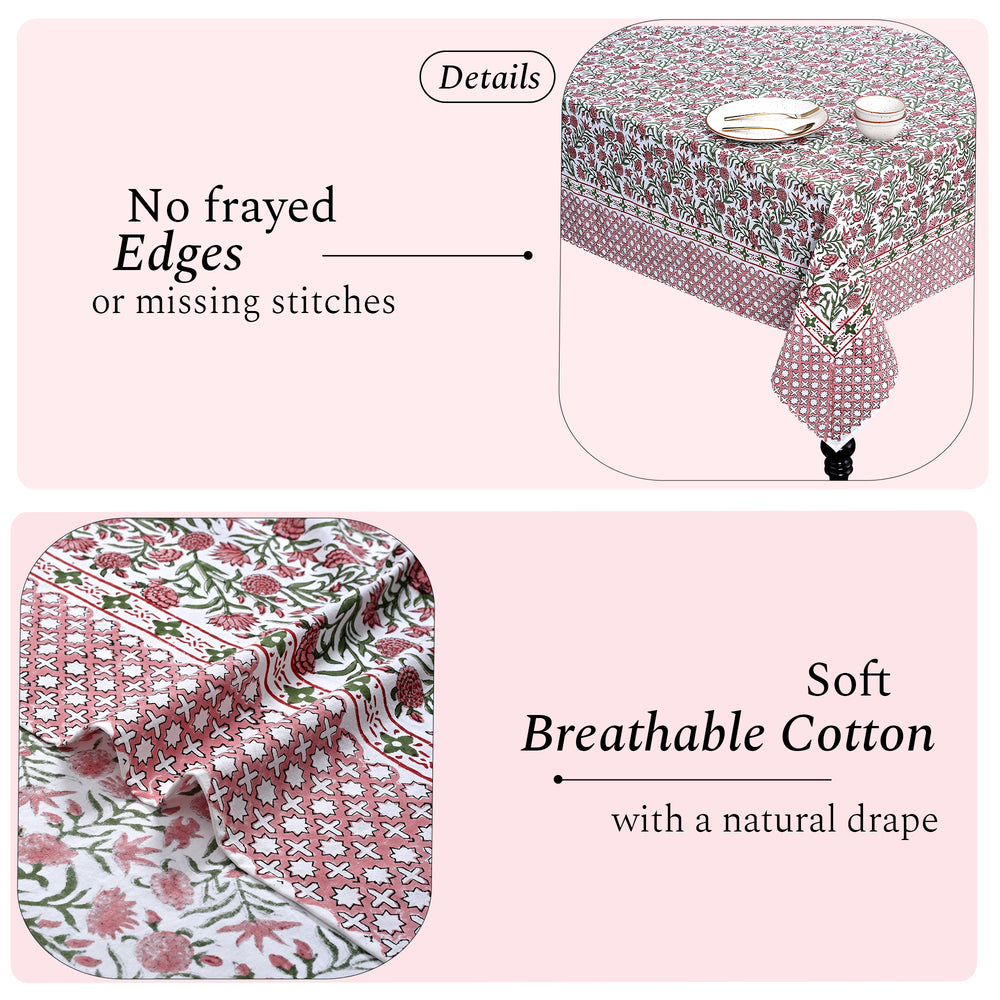 Red Garnet 100% Cotton Tablecloth on Farmhouse Table