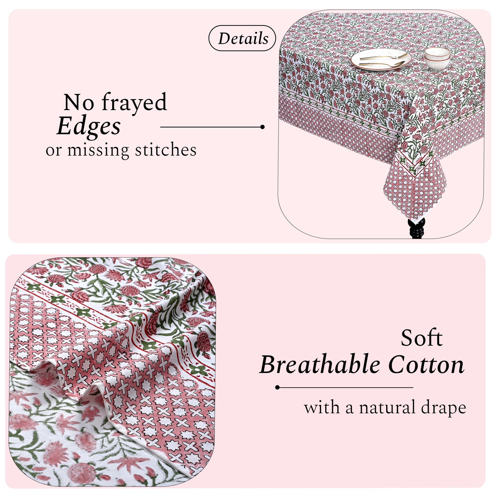 Red Garnet 100% Cotton Tablecloth on Farmhouse Table