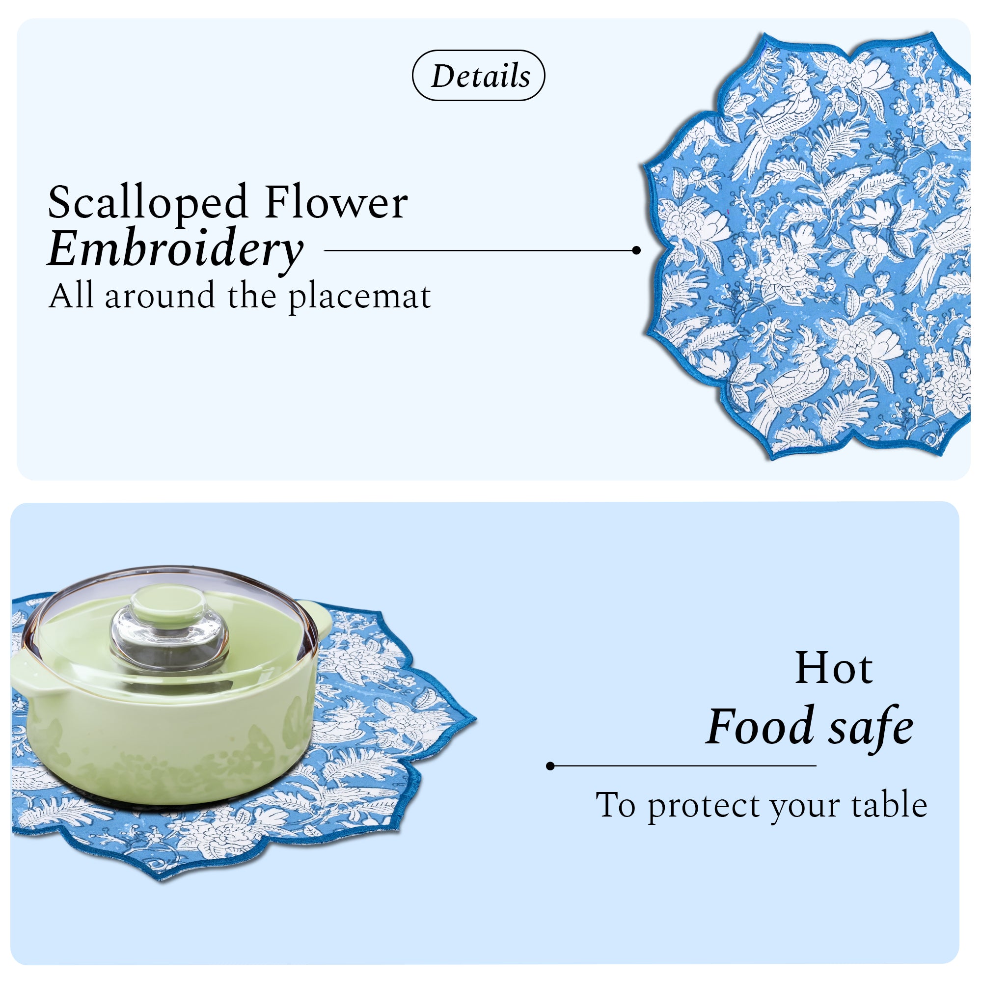 Jewel-toned blue placemat for refined table styling