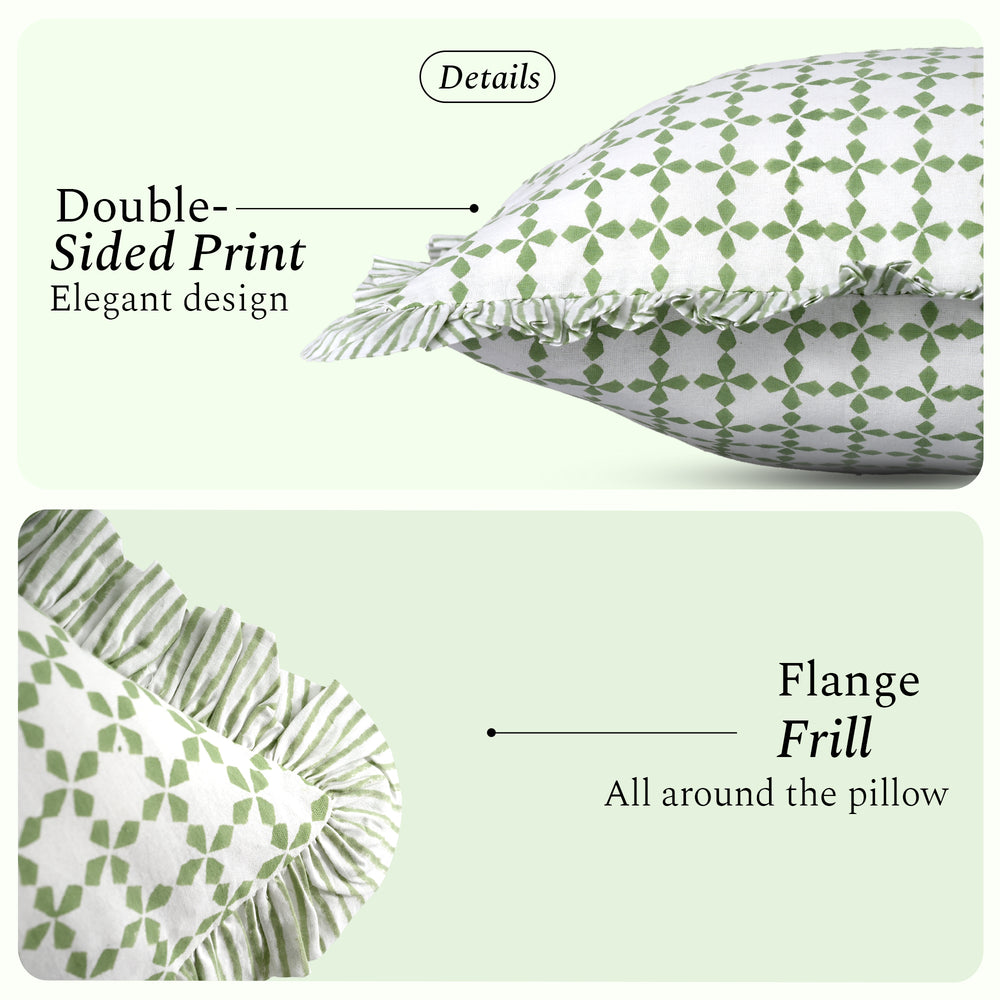 Ruffle Sham Cover - Kelly Green