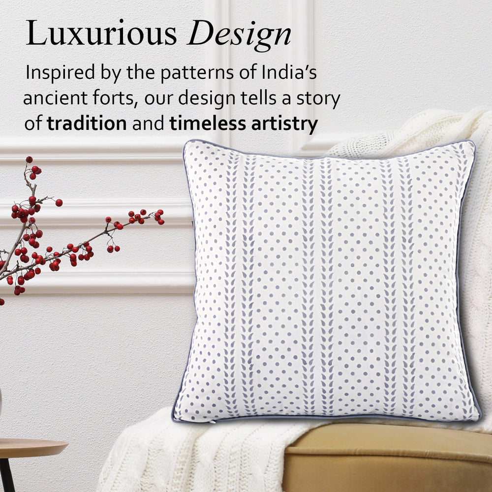 Piping Throw Pillow Covers - Misty Grey Trelis (Set of 2)