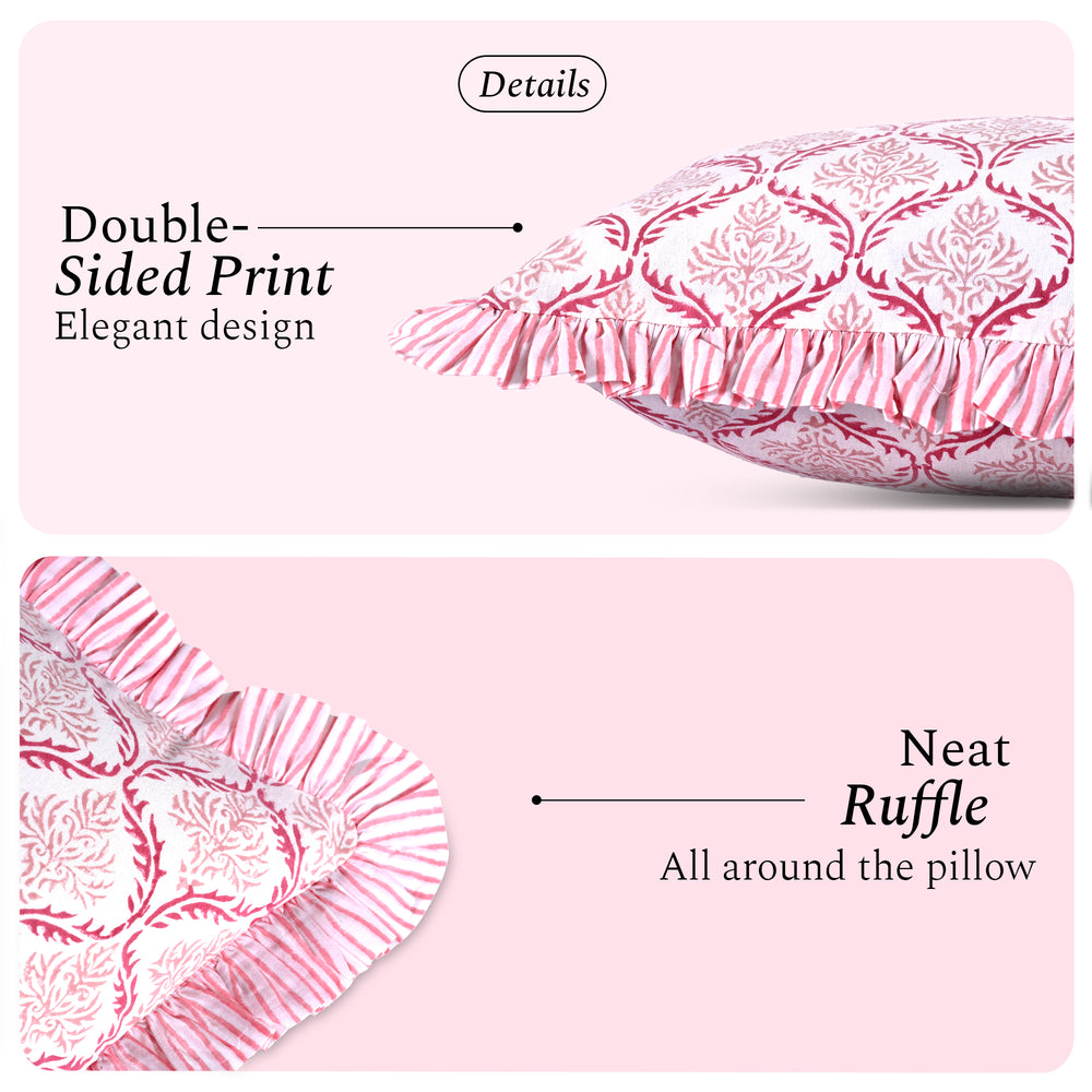 Cotton Ruffle Sham Cover - Blush Rose