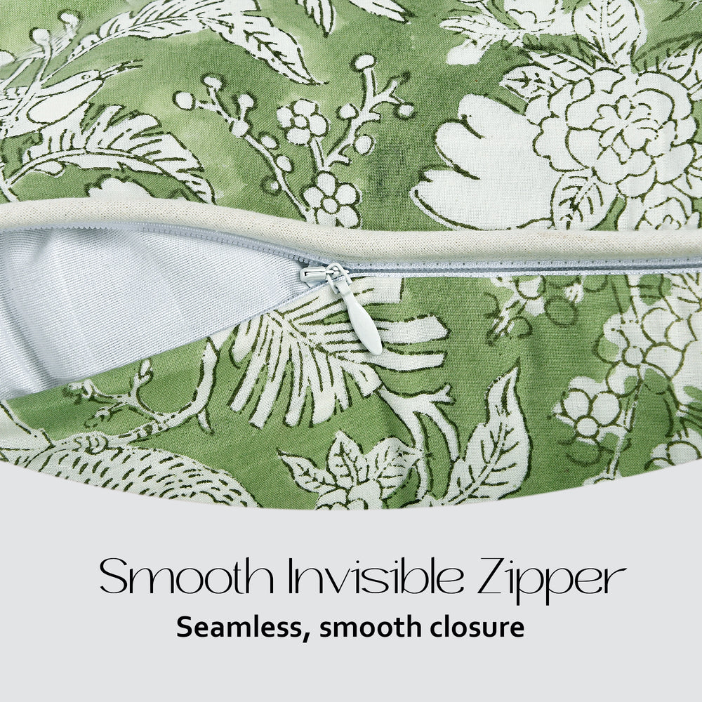 Cotton Piping Sham Cover - Olive Green