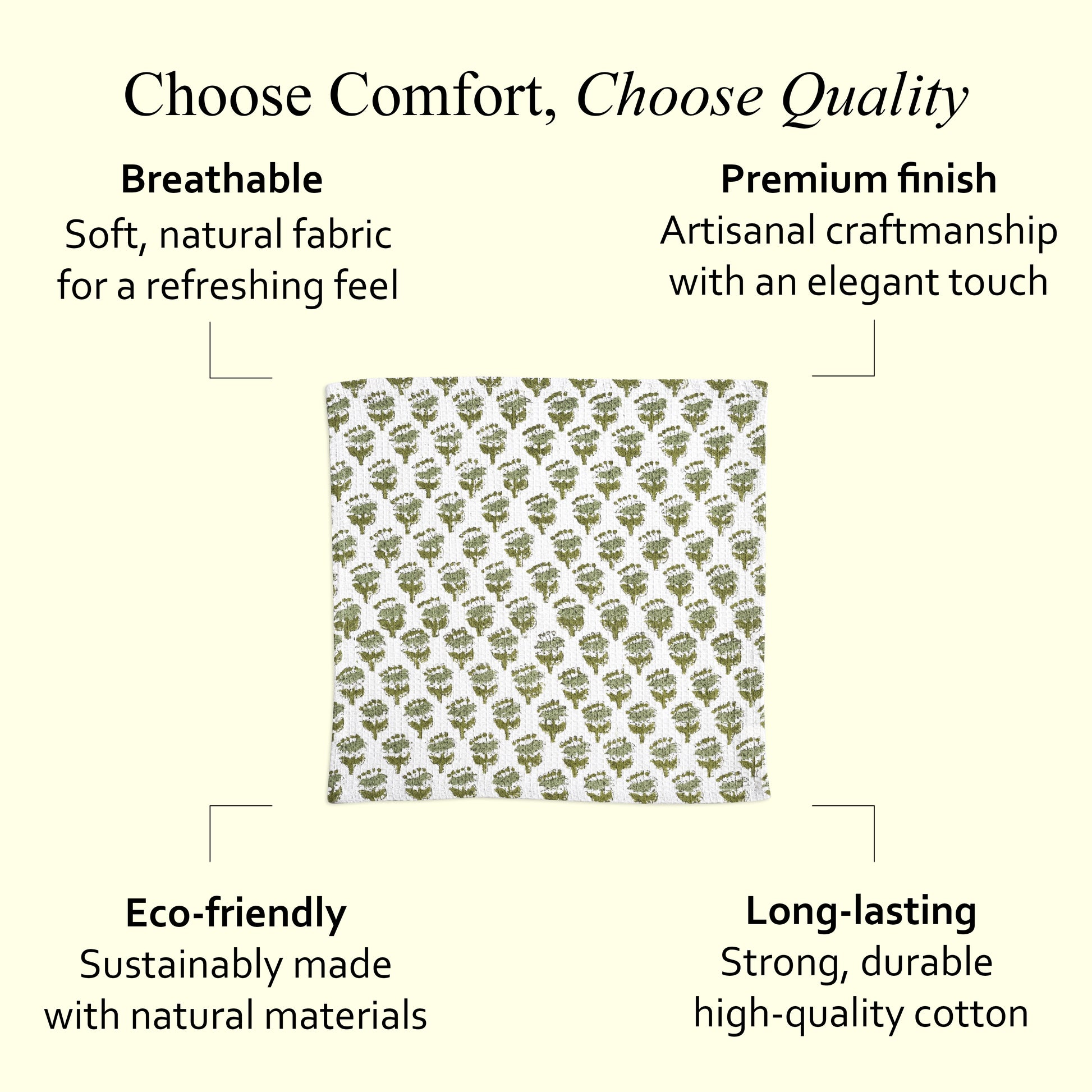 Hand Block Printed Waffle Kitchen Towels – Emerald Green