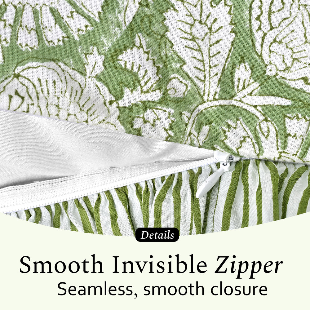 Cotton Ruffle Sham Cover - Olive Bloom