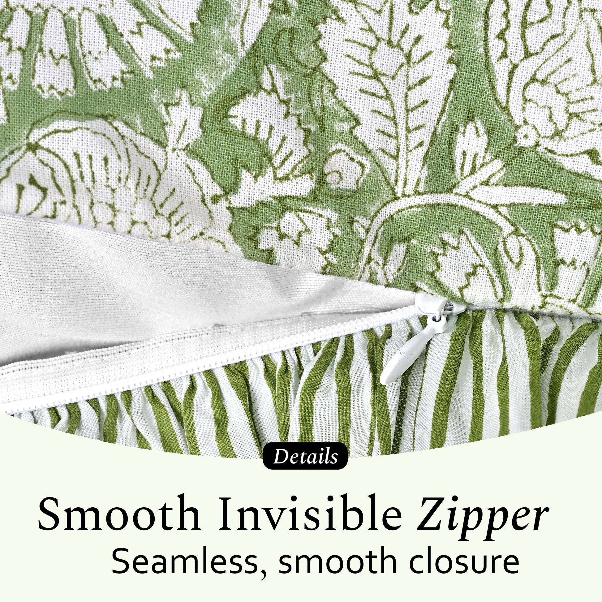 Cotton Ruffle Sham Cover - Olive Bloom