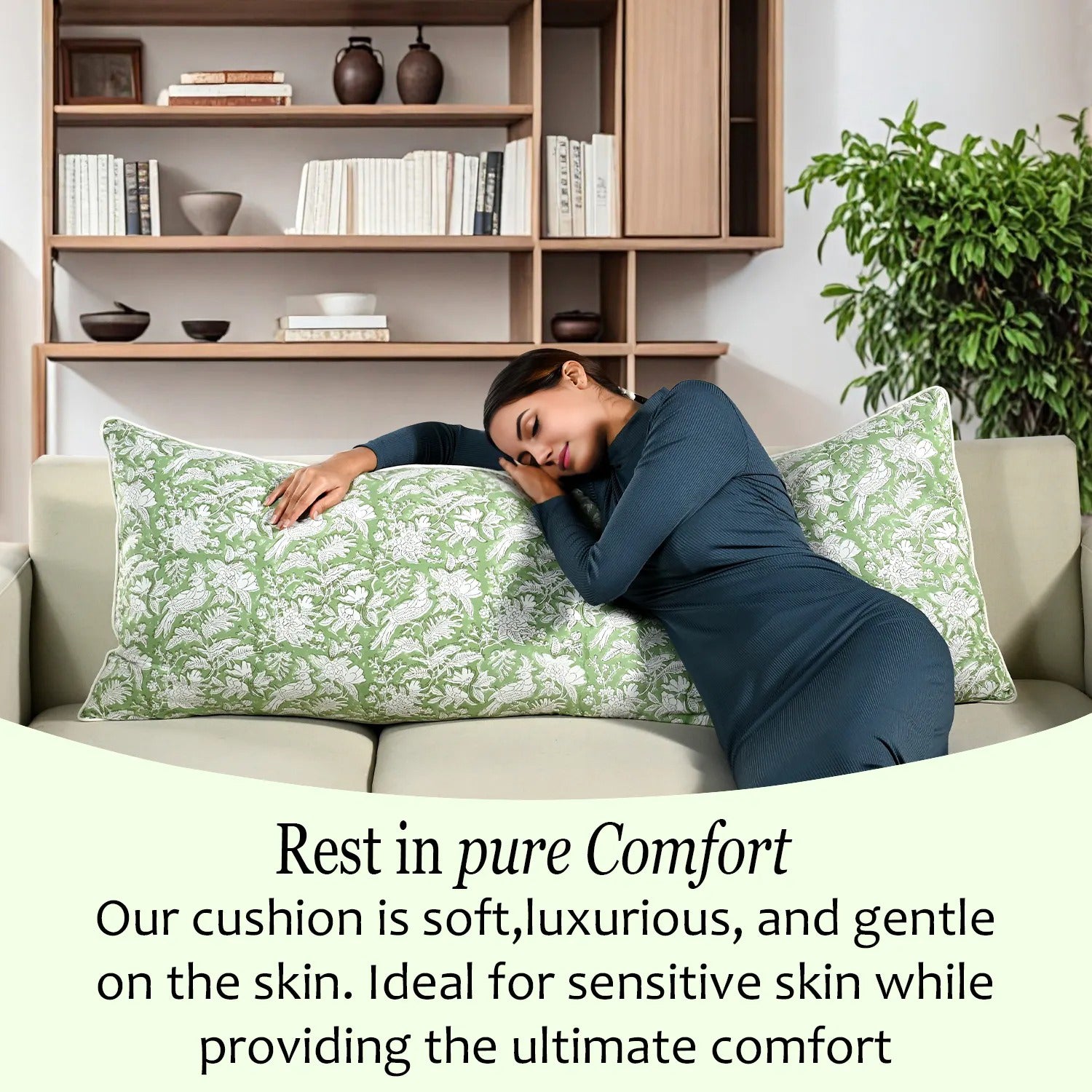 Cotton Piping Sham Cover - Olive Green