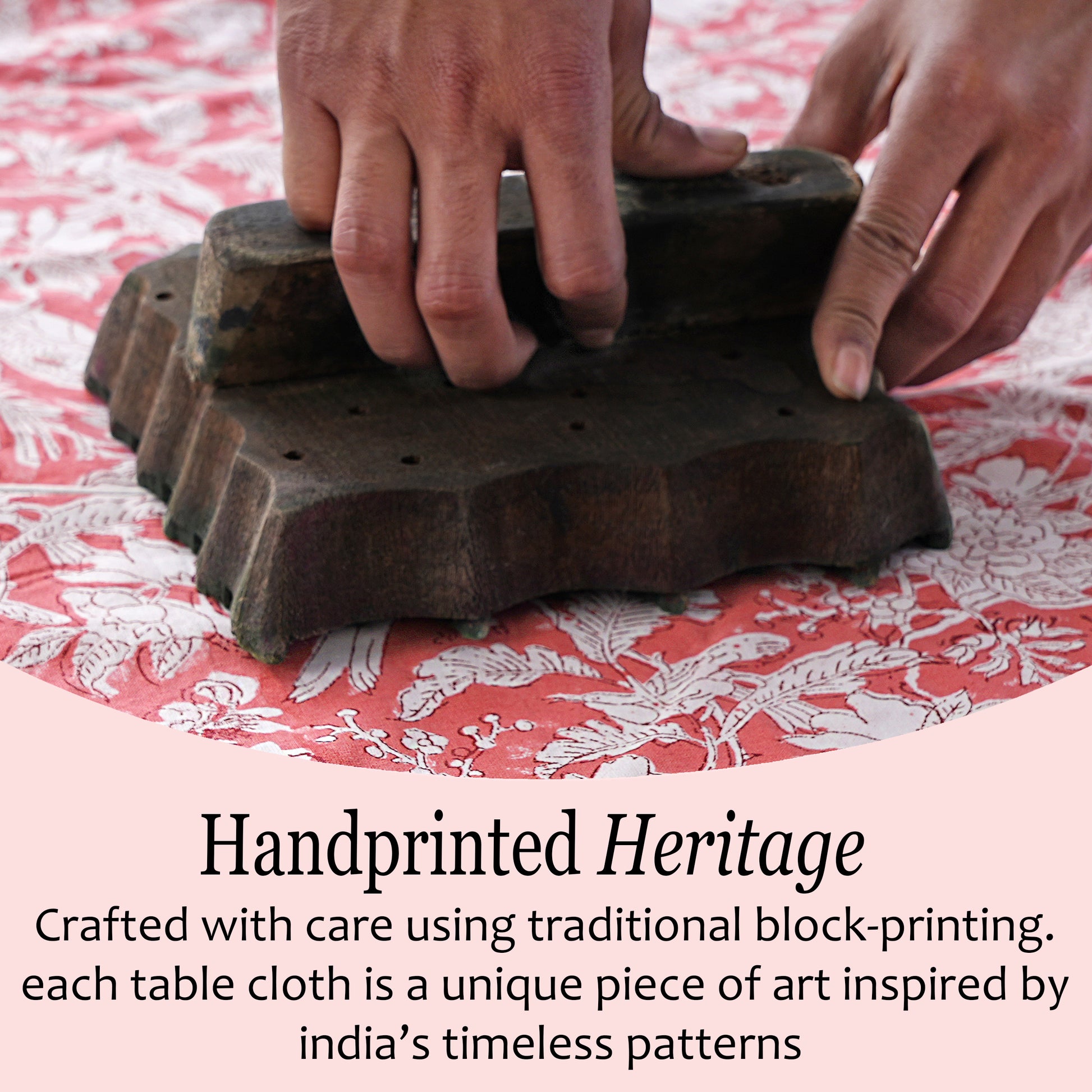 red and white floral round 100% cotton tablecloth