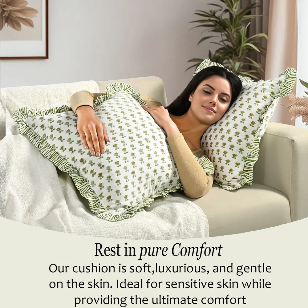 Ruffle Throw Pillow Covers - Lotus Meadow